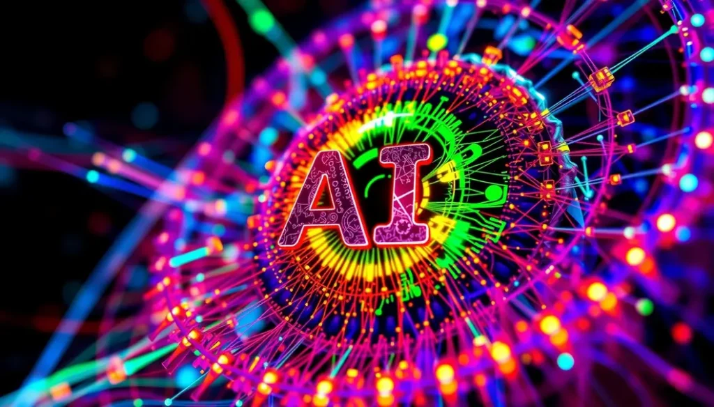 An abstract visual symbolizing the creativity and innovation brought by AI technology.