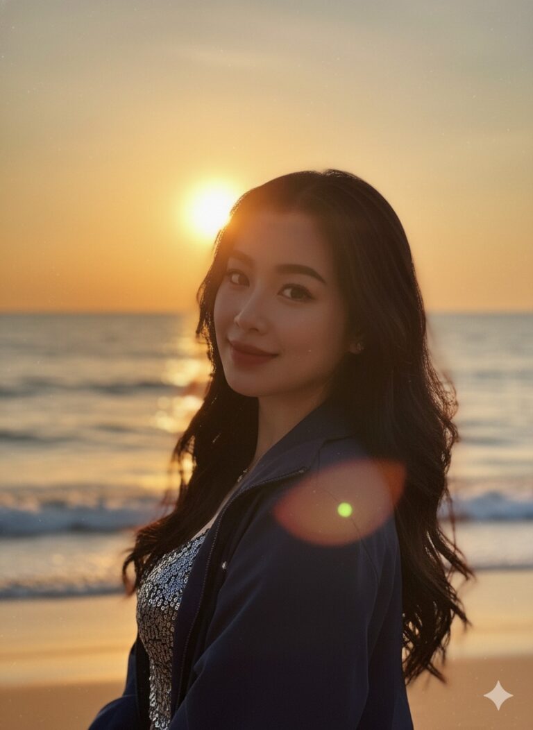 Bức ảnh chiều hoàng hôn lãng mạn bên bờ biển với vẻ đẹp ấm áp và sắc nét