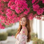 Chân dung nữ trên nền hoa giấy lãng mạn và chi tiết sống động 8K