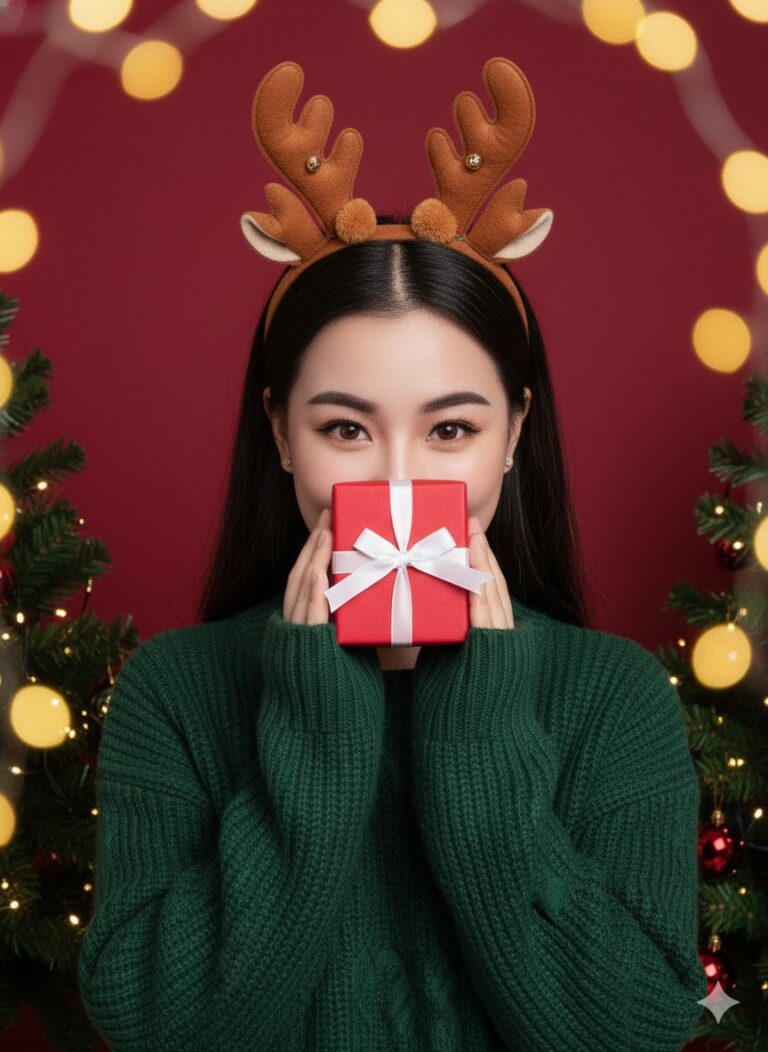 Góc chụp gần gũi và vui nhộn với quà tặng Giáng Sinh rực rỡ