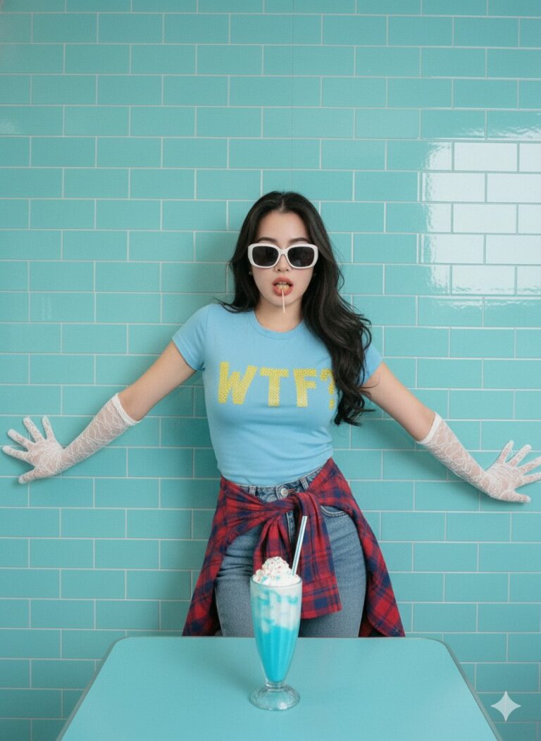 Chụp hình phong cách Retro Pop của cô gái sành điệu với lollipop và kính mát trắng