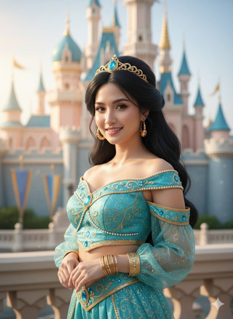 Tạo chân dung cận cảnh siêu thực của cặp đôi theo phong cách công chúa Jasmine