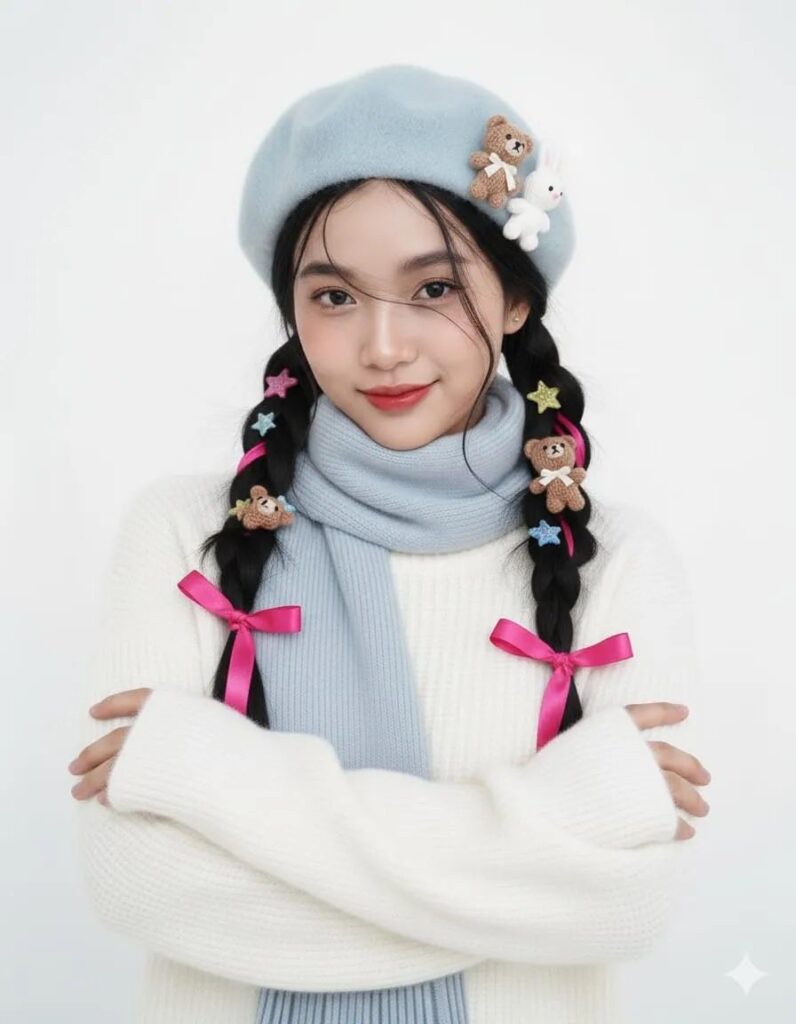 Nét đẹp dễ thương với áo sweater oversized và phong cách kawaii nhẹ nhàng
