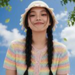 Chân dung cô gái trẻ với phong cách tự nhiên dưới bầu trời xanh dịu dàng