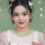 Bức chân dung mùa hè tươi tắn của cô gái trẻ qua gương mờ đầy nước và sắc màu rực rỡ