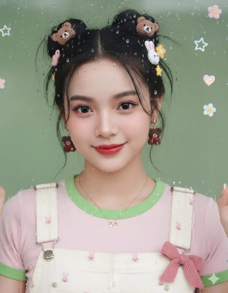 Bức chân dung mùa hè tươi tắn của cô gái trẻ qua gương mờ đầy nước và sắc màu rực rỡ