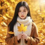 Chân dung nữ giữa mùa thu vàng với ánh sáng ấm áp và bối cảnh tuyệt đẹp