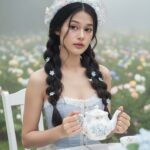 Vẽ chân dung siêu thực từ ảnh gốc của một cô gái trẻ đẹp mong manh.