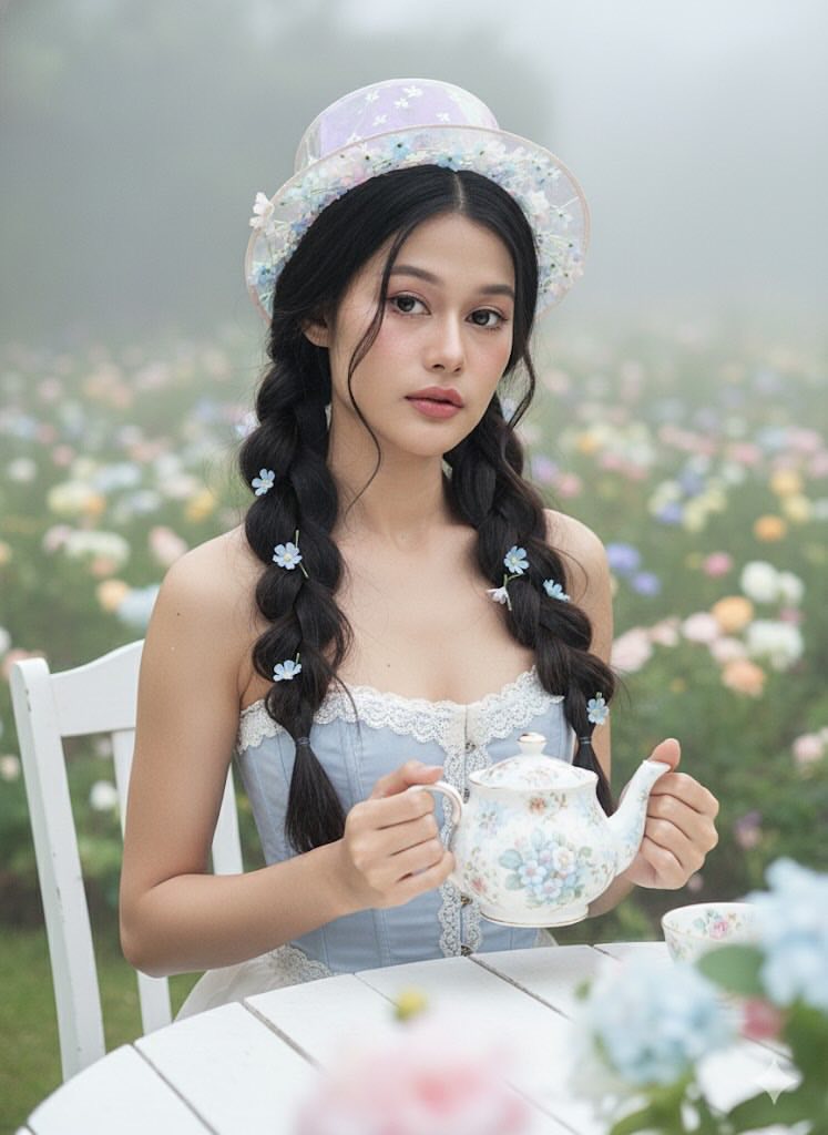 Vẽ chân dung siêu thực từ ảnh gốc của một cô gái trẻ đẹp mong manh.