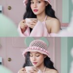 Chân dung nữ sinh đẹp mắt bên cửa sổ quán cà phê pastel tuyệt đẹp