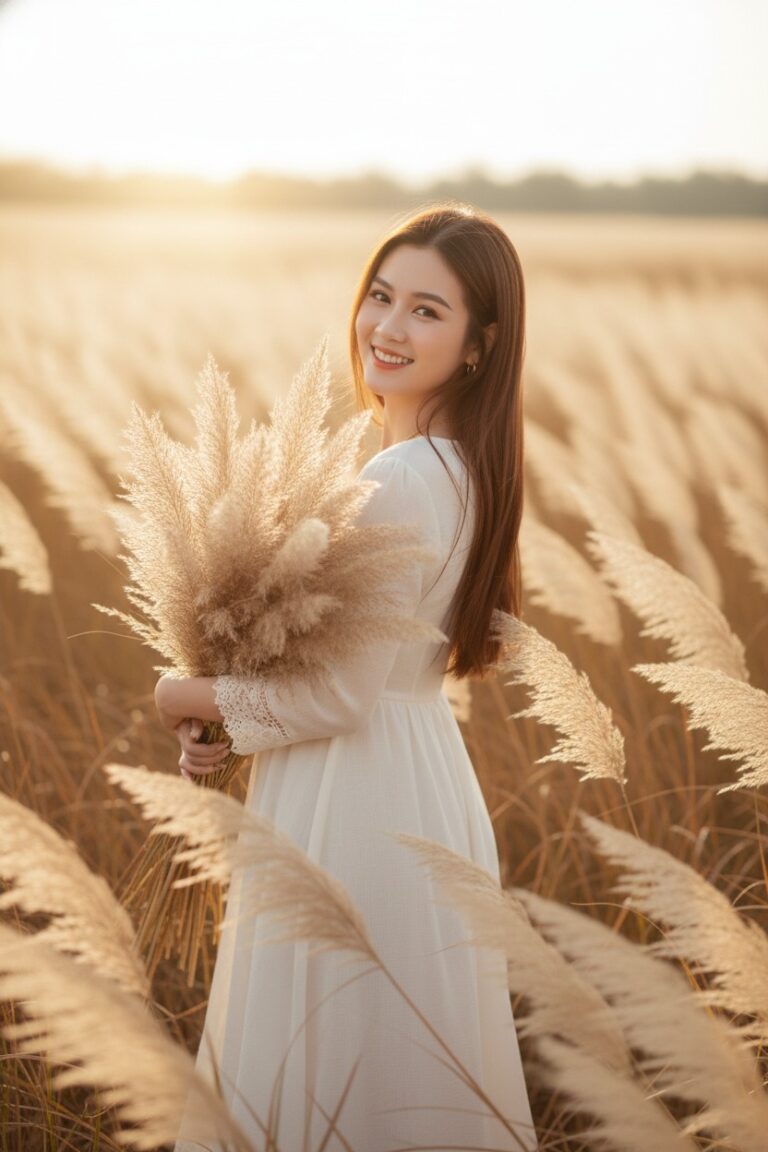 Chân dung thanh lịch giữa cánh đồng pampas vàng rực rỡ