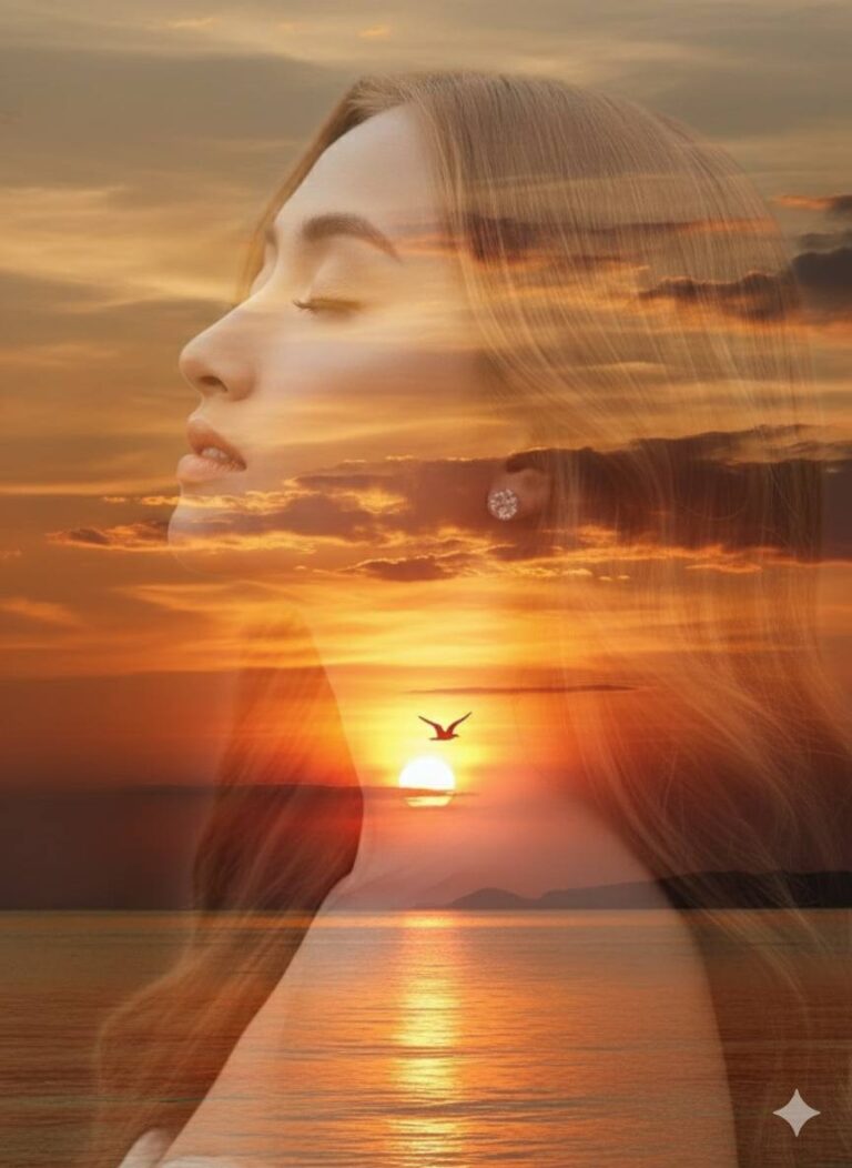 Chân dung nữ model với khung cảnh hoàng hôn đầy sống động và bình yên