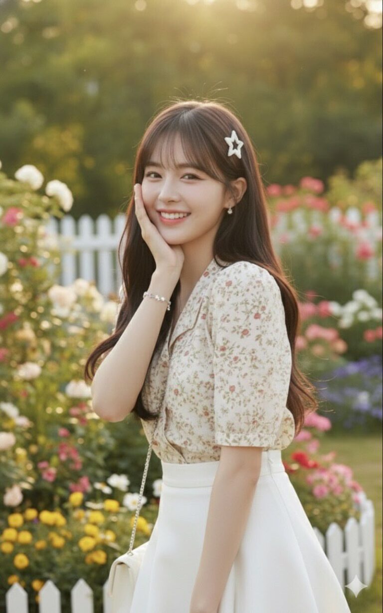 Chân dung cô gái trẻ đẹp với phong cách tự nhiên và trang phục dịu dàng