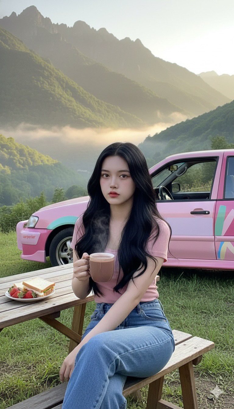 Tạo hình ảnh chân thực của cô gái trẻ với khung cảnh thiên nhiên tuyệt đẹp