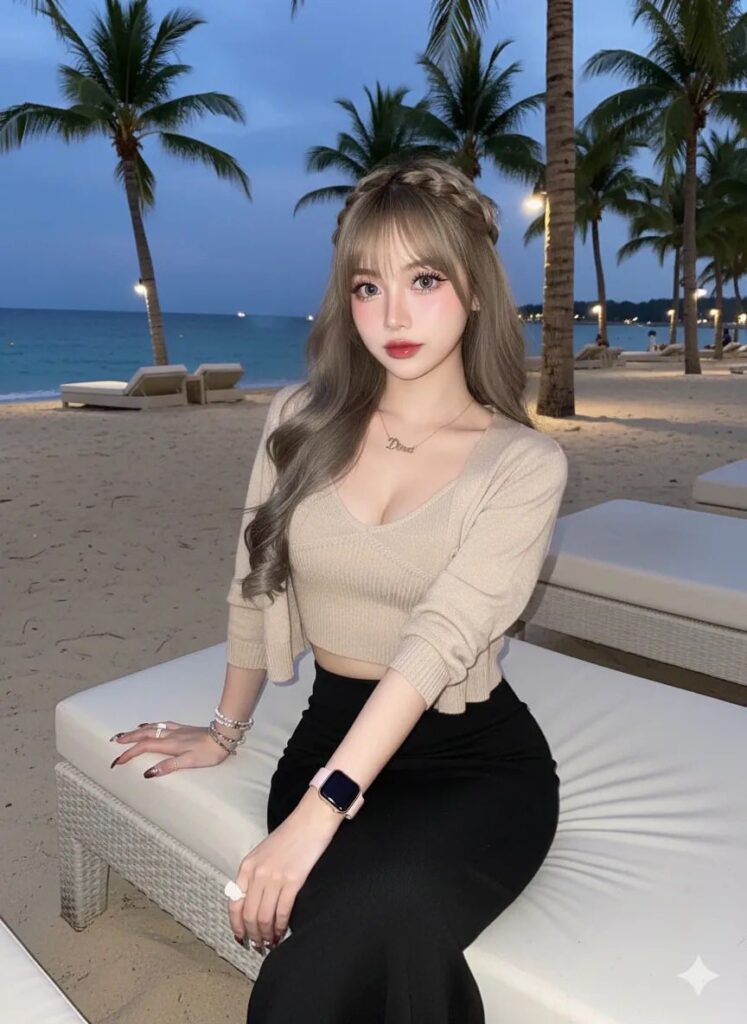 Biến hóa hình ảnh cô gái xinh đẹp bên bờ biển với phong cách trẻ trung và cuốn hút