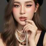 Chân dung hiện thực của cô gái trẻ với phong cách trang điểm nổi bật và trang sức sang trọng