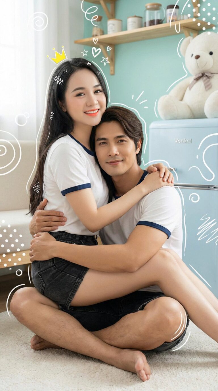 Chân dung pha trộn nghệ thuật giữa thực tế và hoạt hình dễ thương cho tuổi trẻ