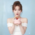 Cô gái ngọt ngào và bánh macaron pastel trong ảnh studio thật đáng yêu và ngọt ngào