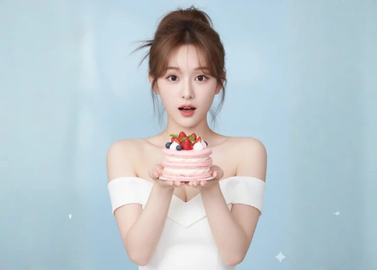 Cô gái ngọt ngào và bánh macaron pastel trong ảnh studio thật đáng yêu và ngọt ngào