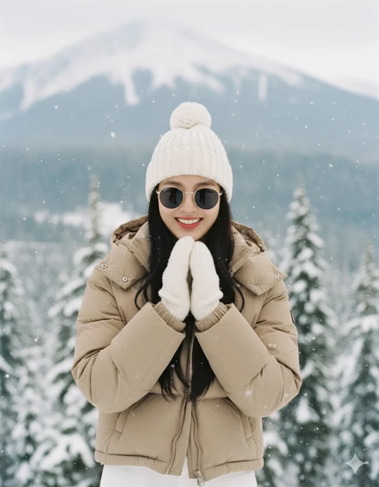 Chụp hình thời trang mùa đông giữa rừng tuyết tuyệt đẹp và ánh sáng tự nhiên