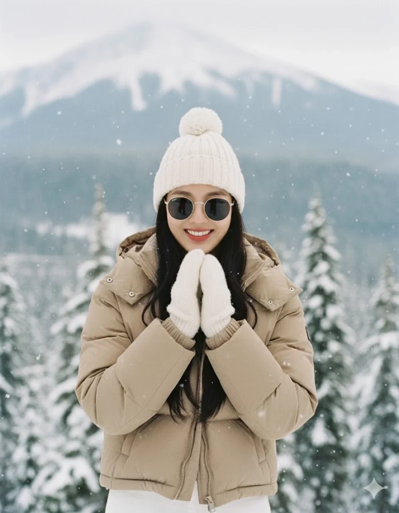 Chụp hình thời trang mùa đông giữa rừng tuyết tuyệt đẹp và ánh sáng tự nhiên