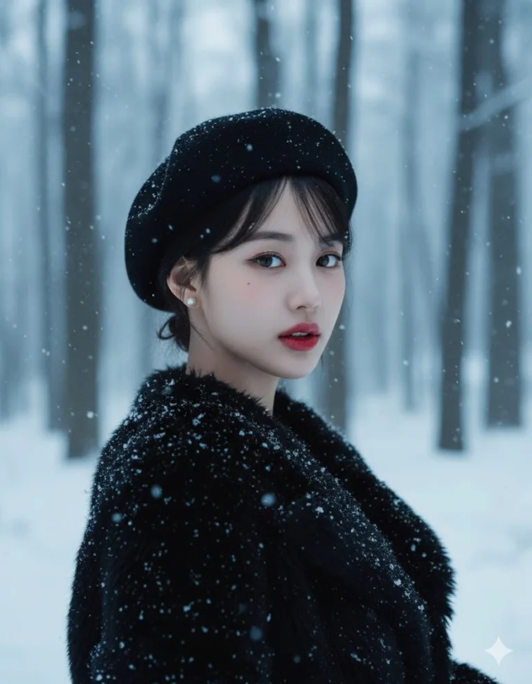 Chân dung mùa đông với thời trang vintage giữa rừng tuyết lạnh giá