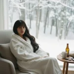 Không gian ấm cúng nhìn ra rừng tuyết hoàn hảo cho những khoảnh khắc thư giãn