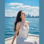 Nữ chính trong chiếc váy trắng giữa biển trời xanh tươi đẹp