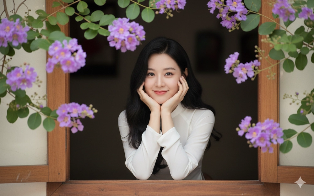 Mê mẩn với vẻ đẹp tự nhiên của cô gái trong Áo Dài giữa khung cảnh hoa bằng lăng tím