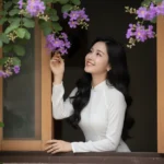 Chân dung duyên dáng của nàng Áo Dài giữa khung cảnh hoa bằng lăng rực rỡ