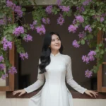 Nét đẹp Áo Dài trắng giữa khung cảnh hoa bằng lăng tím rực rỡ