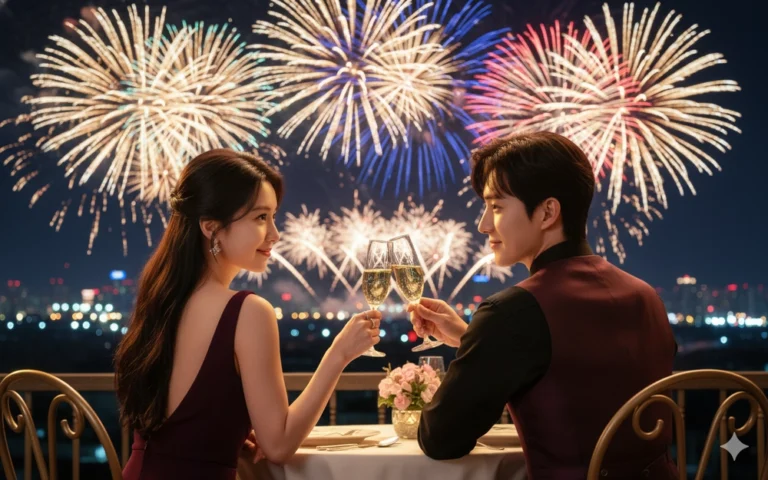 Gặp gỡ khoảnh khắc lãng mạn giữa ánh sáng pháo hoa trong đêm hội tiệc tuyệt đẹp