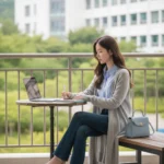 Nàng sinh viên thời thượng với phong cách học tập ngoài trời tươi mới tại campus