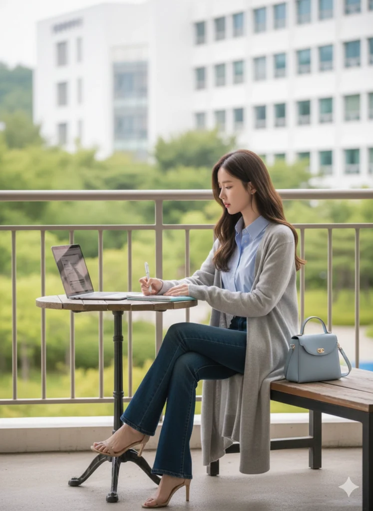 Nàng sinh viên thời thượng với phong cách học tập ngoài trời tươi mới tại campus