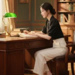 Tái hiện hình ảnh cô gái trong thư viện cổ điển với phong cách vintage hiện đại