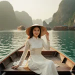 Vẻ đẹp thanh tao của cô gái Việt trong không gian Ha Long Bay yên bình