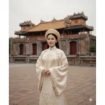 Bức chân dung thanh lịch của cô gái Việt trước cổng Ngọ Môn trong thời tiết dịu dàng