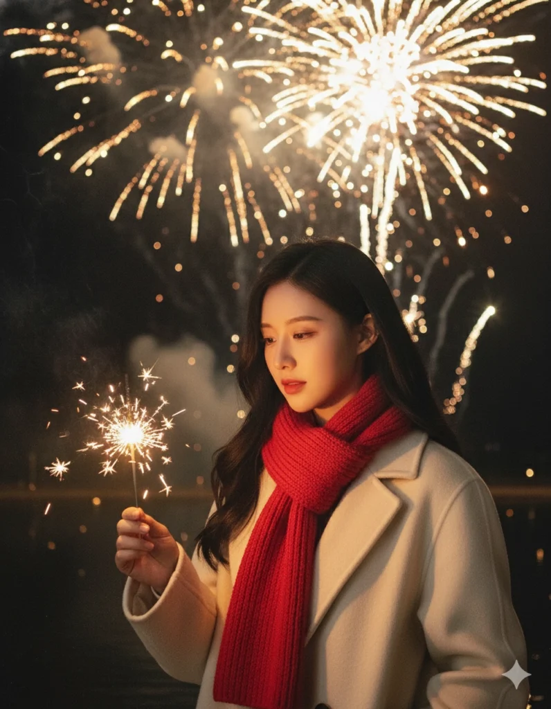 Làn Khói Lấp Lánh Đêm Giao Thừa Cùng Cô Gái Việt Trẻ Trung và Cuốn Hút