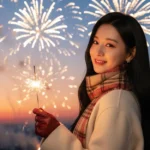 Chân dung cô gái Việt giữa bầu không khí lễ hội ánh đèn và pháo hoa tuyệt đẹp