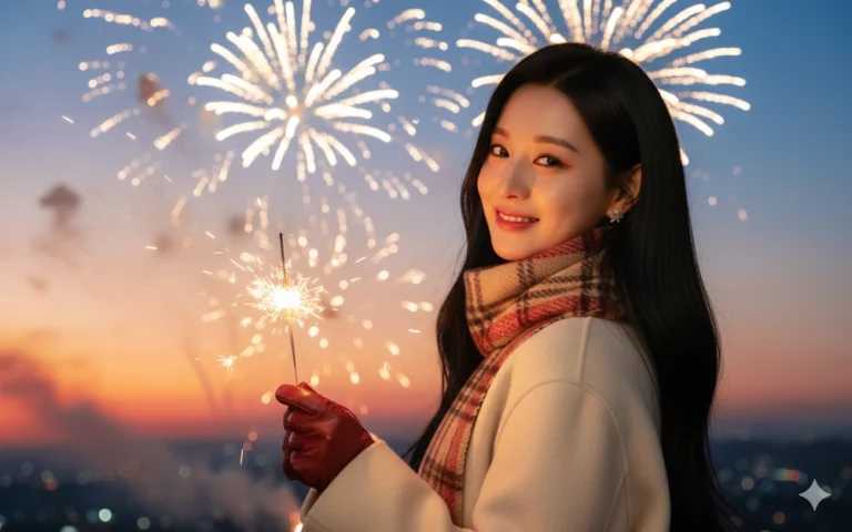 Chân dung cô gái Việt giữa bầu không khí lễ hội ánh đèn và pháo hoa tuyệt đẹp