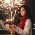 Một đêm giao thừa lung linh với cô gái Việt và những chùm pháo sáng rực rỡ