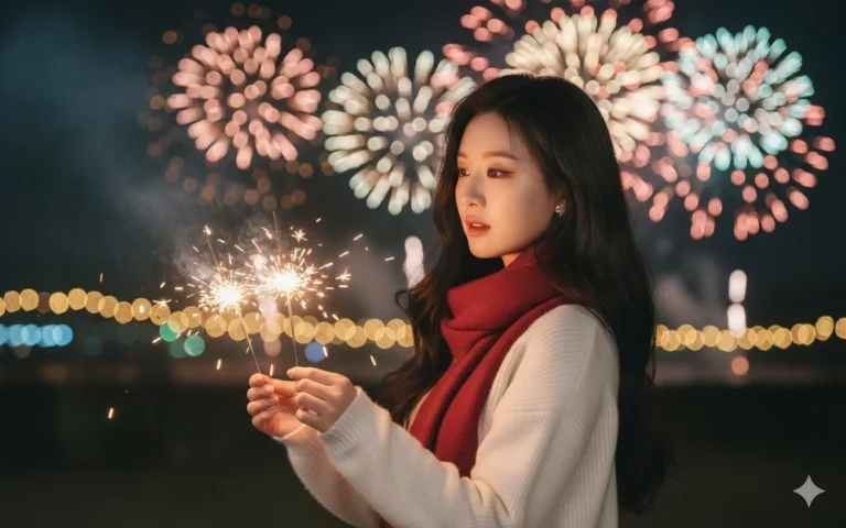 Chân dung tối đẹp của cô gái Việt bên ánh lửa lung linh đêm hội