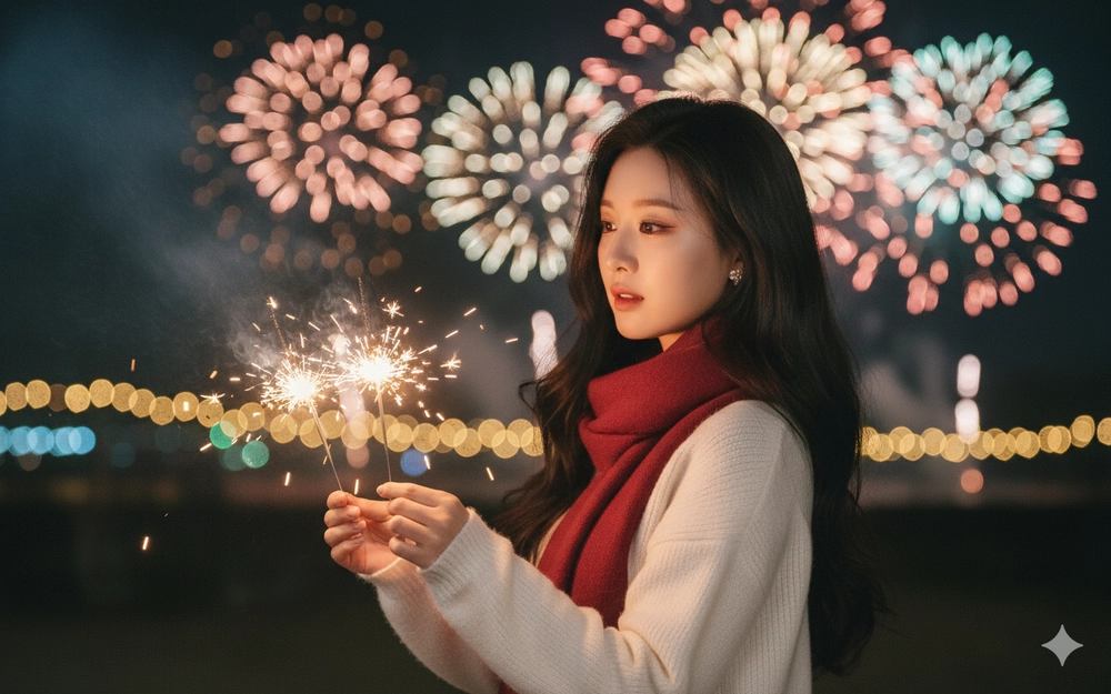 Chân dung tối đẹp của cô gái Việt bên ánh lửa lung linh đêm hội