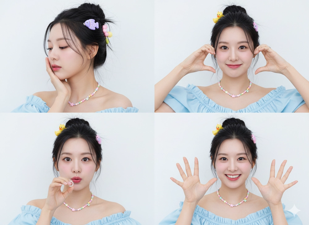 Chiếc ảnh collage xinh xắn của cô gái Hàn Quốc đầy màu sắc và đáng yêu