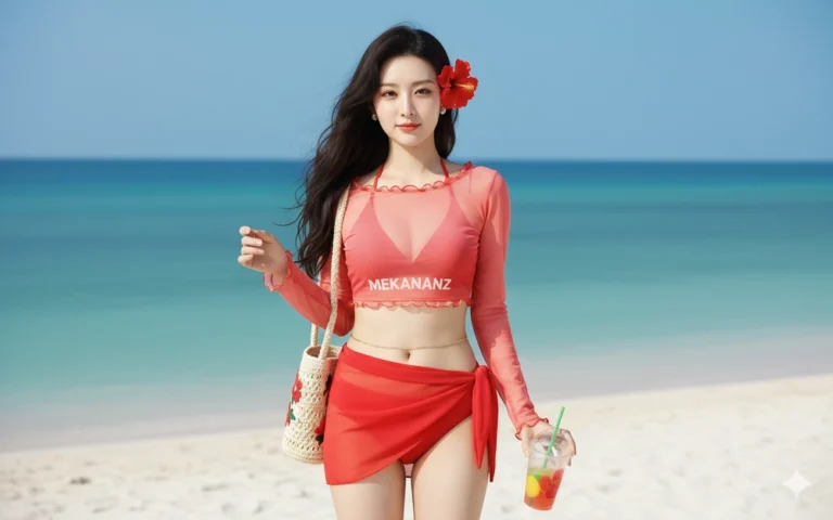 Chân dung cô gái trẻ bên biển với phong cách tự nhiên và quyến rũ mùa hè