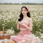 Chân dung cô gái Việt dưới ánh nắng tươi tắn giữa cánh đồng hoa cúc đẹp lung linh