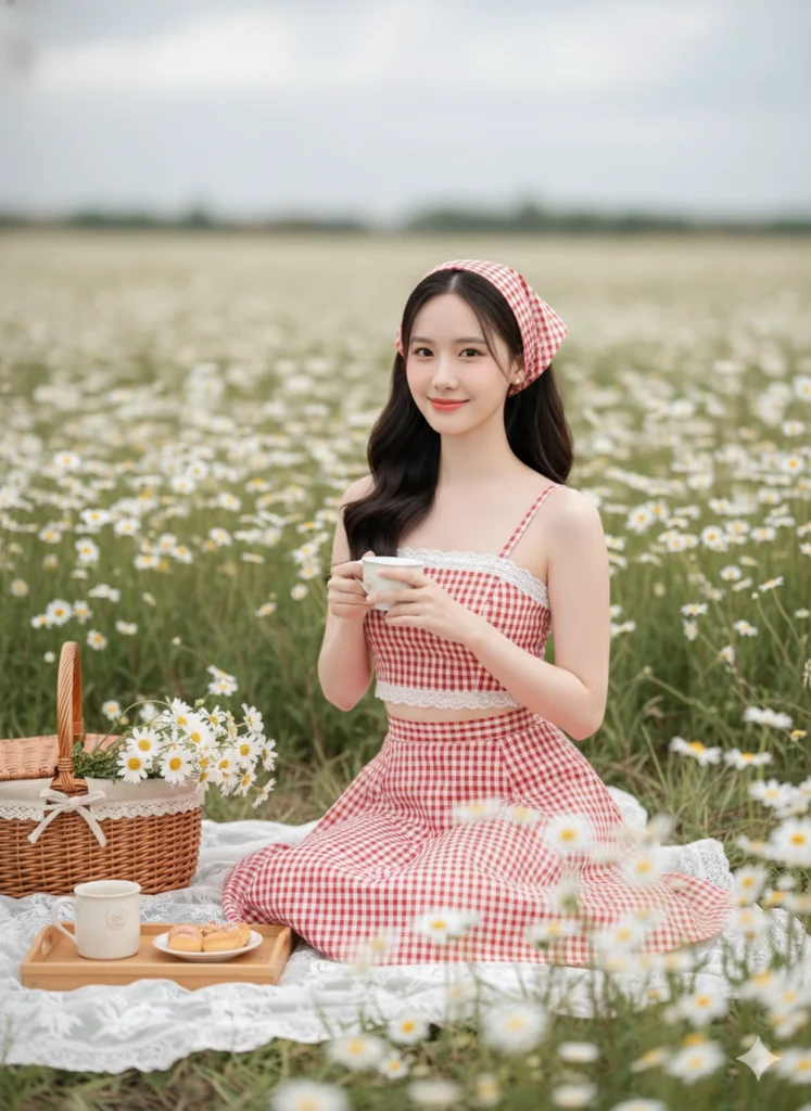 Chân dung cô gái Việt dưới ánh nắng tươi tắn giữa cánh đồng hoa cúc đẹp lung linh