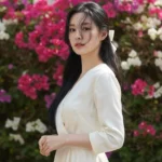 Chụp hình thời trang cao cấp với phong cách Vogue giữa hoa giấy lãng mạn và thanh tao