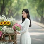 Chân dung cô gái trong áo dài trắng giữa khung cảnh thiên nhiên tươi đẹp và thanh tao