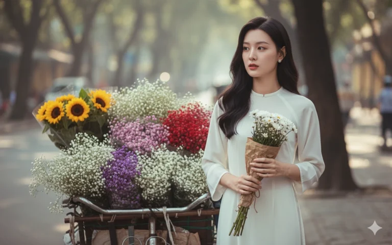 Chân dung cô gái áo dài giữa phố Hà Nội xưa đầy dịu dàng và thanh lịch